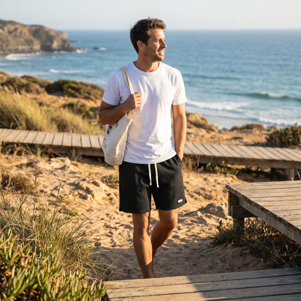 Hugo | Shorts Hombre Con Textura Geométrica Y Cintura Con Cordón | Casual