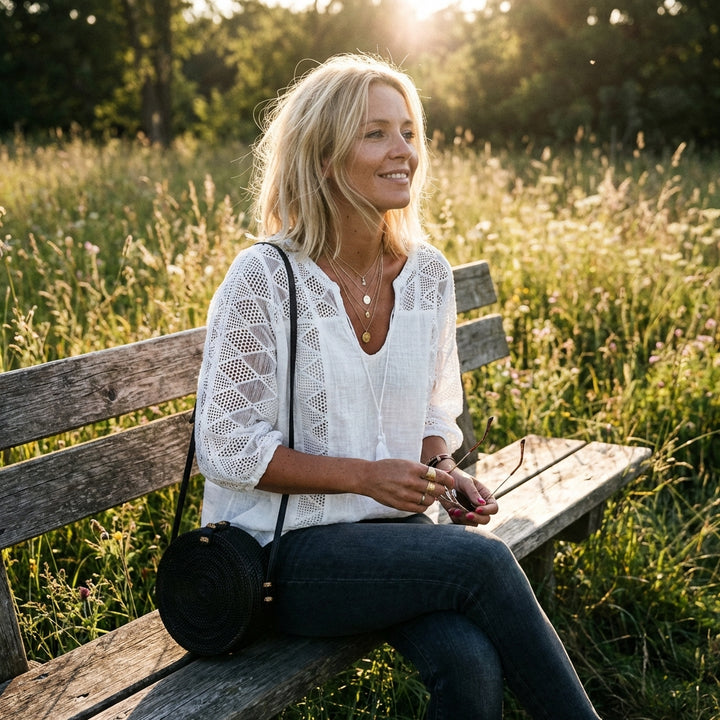 Ina | Blusa all'uncinetto con frange donna boho