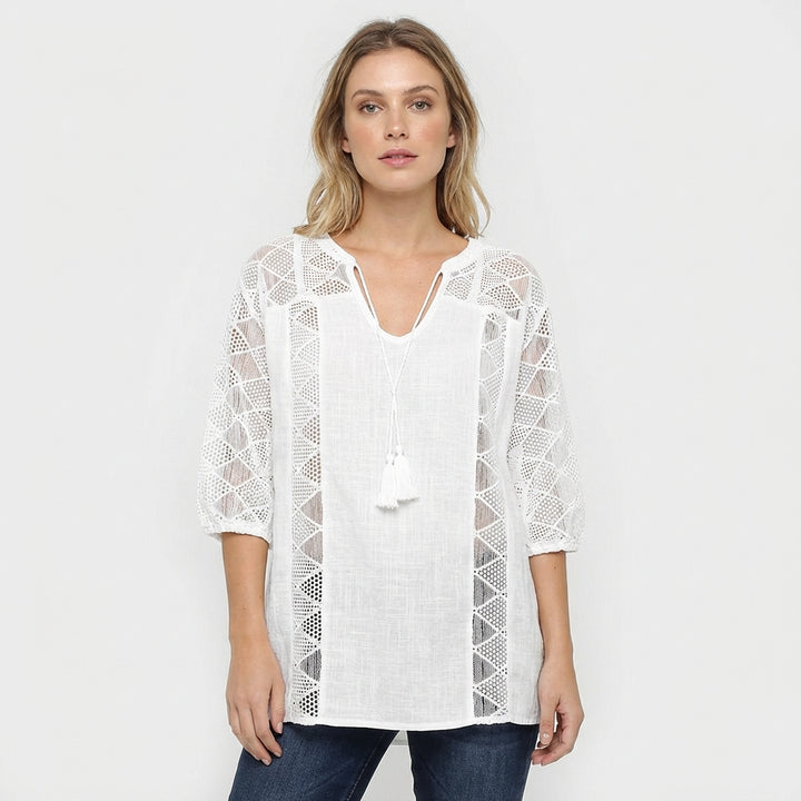 Ina | Blusa all'uncinetto con frange donna boho