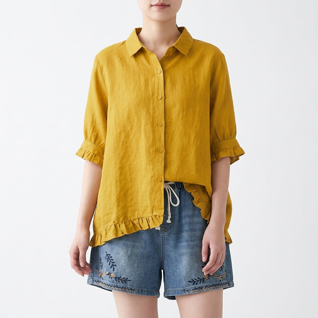 Iris | Blusa Holgada Volantes Manga Corta Mujer