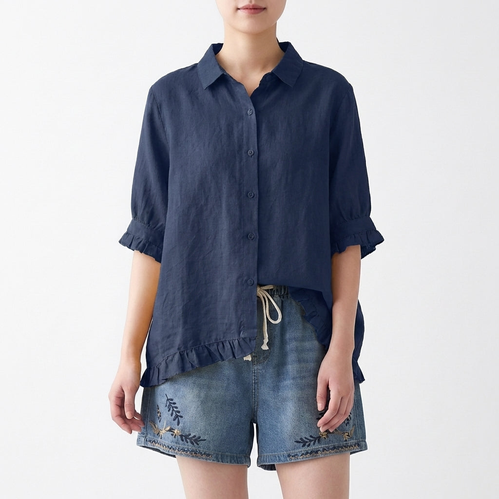 Iris | Blusa Holgada Volantes Manga Corta Mujer