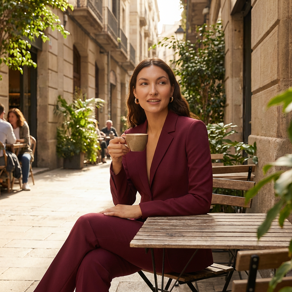 Isabel | Blazer borgoña Mujer Con Cierre De Un Botón Y Corte Slim Fit | Ejecutivo