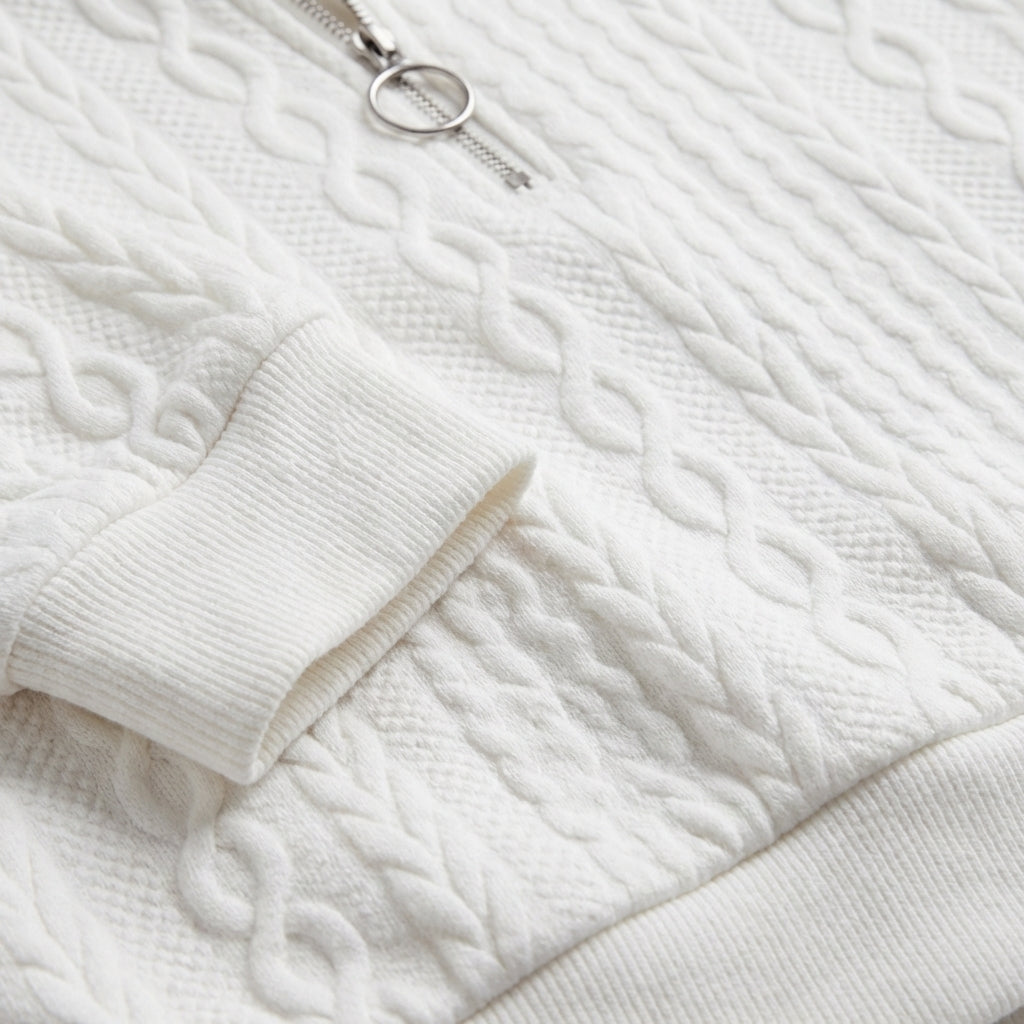 Jimena | Felpa con Trama a Treccia e Mezza Cerniera Donna