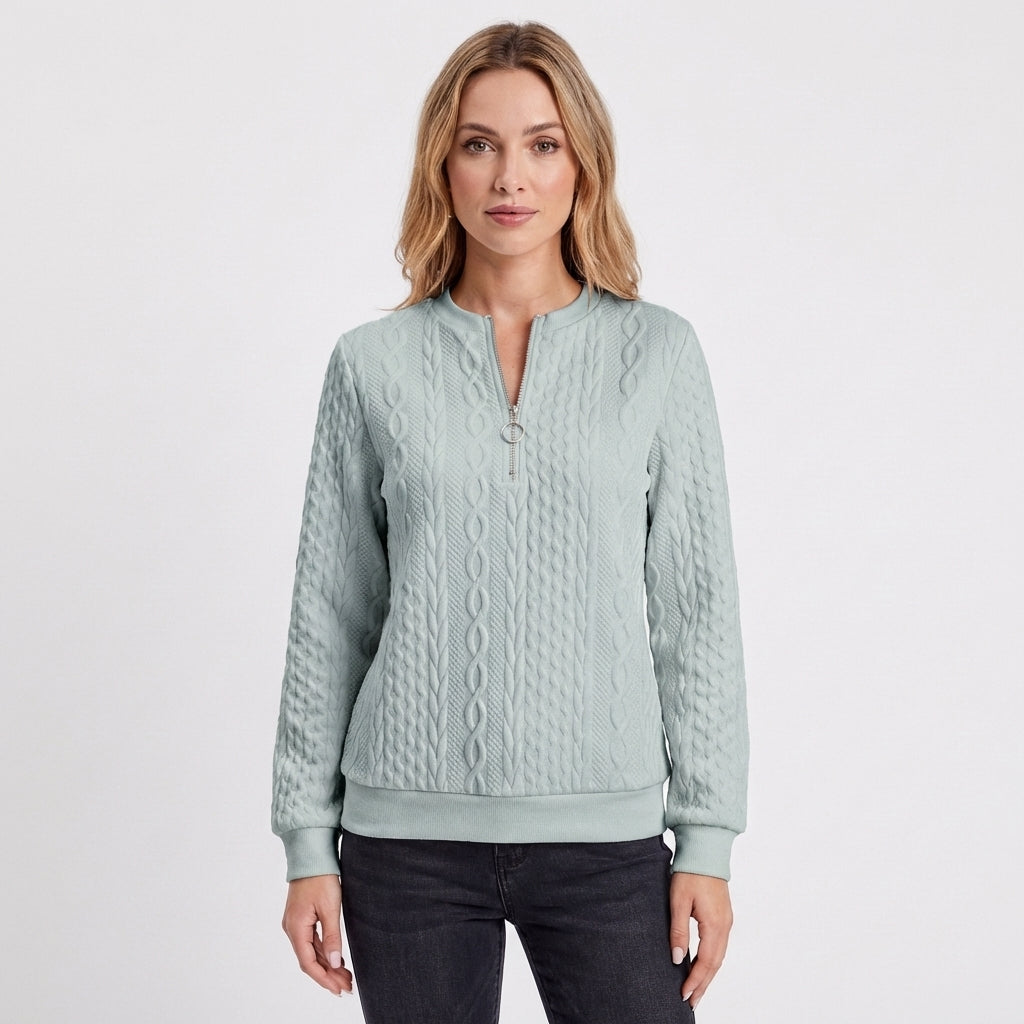 Jimena | Felpa con Trama a Treccia e Mezza Cerniera Donna