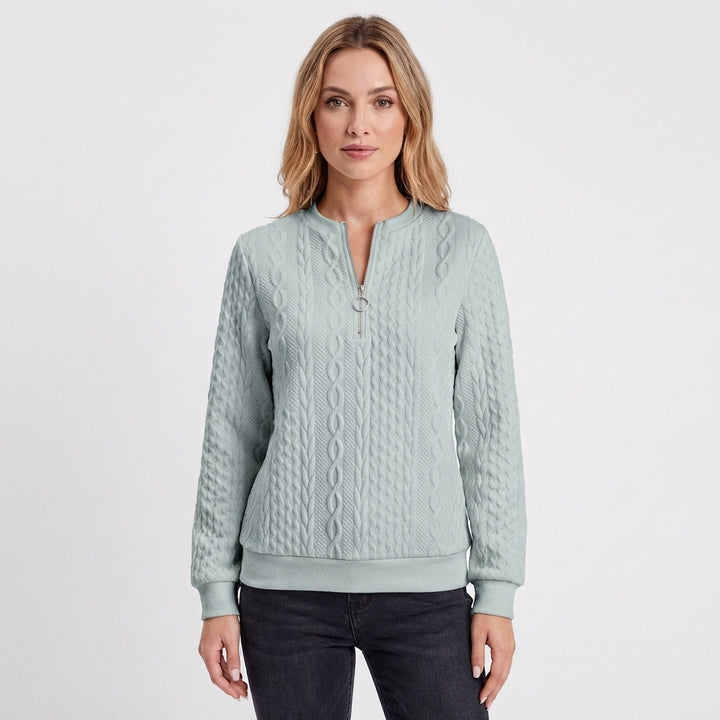 Jimena | Felpa con Trama a Treccia e Mezza Cerniera Donna