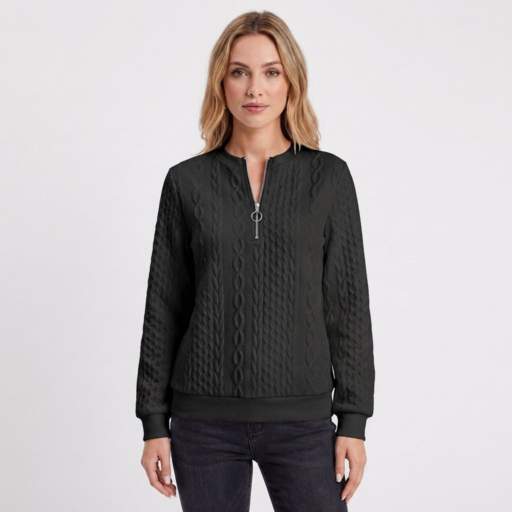 Jimena | Felpa con Trama a Treccia e Mezza Cerniera Donna