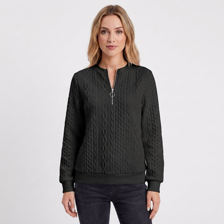 Jimena | Felpa con Trama a Treccia e Mezza Cerniera Donna
