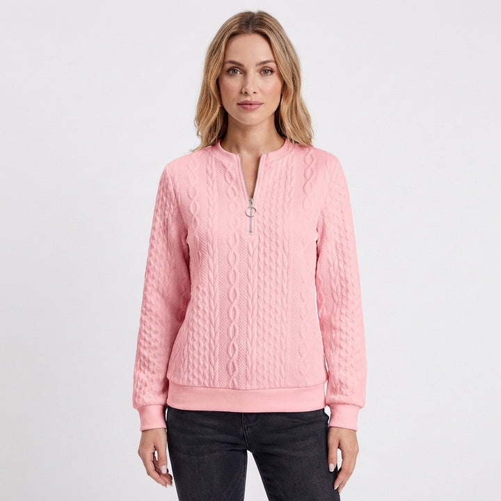 Jimena | Felpa con Trama a Treccia e Mezza Cerniera Donna