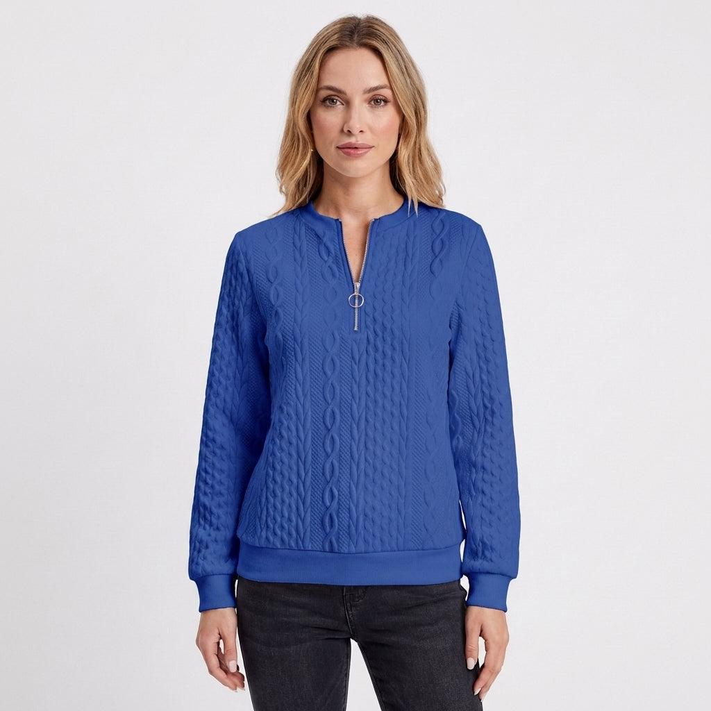 Jimena | Felpa con Trama a Treccia e Mezza Cerniera Donna