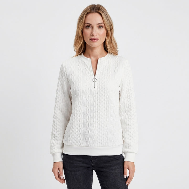 Jimena | Felpa con Trama a Treccia e Mezza Cerniera Donna