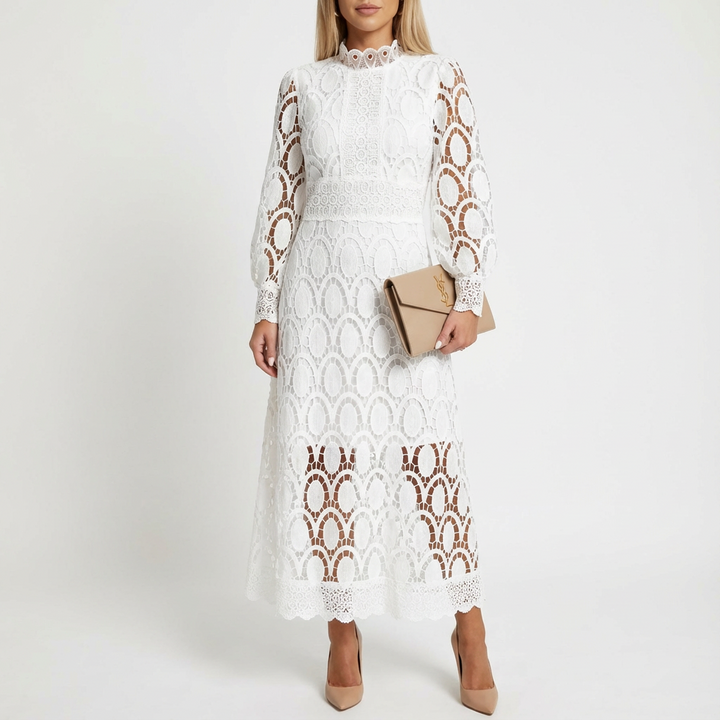 Julia | Vestido midi acampanado de manga larga para mujer