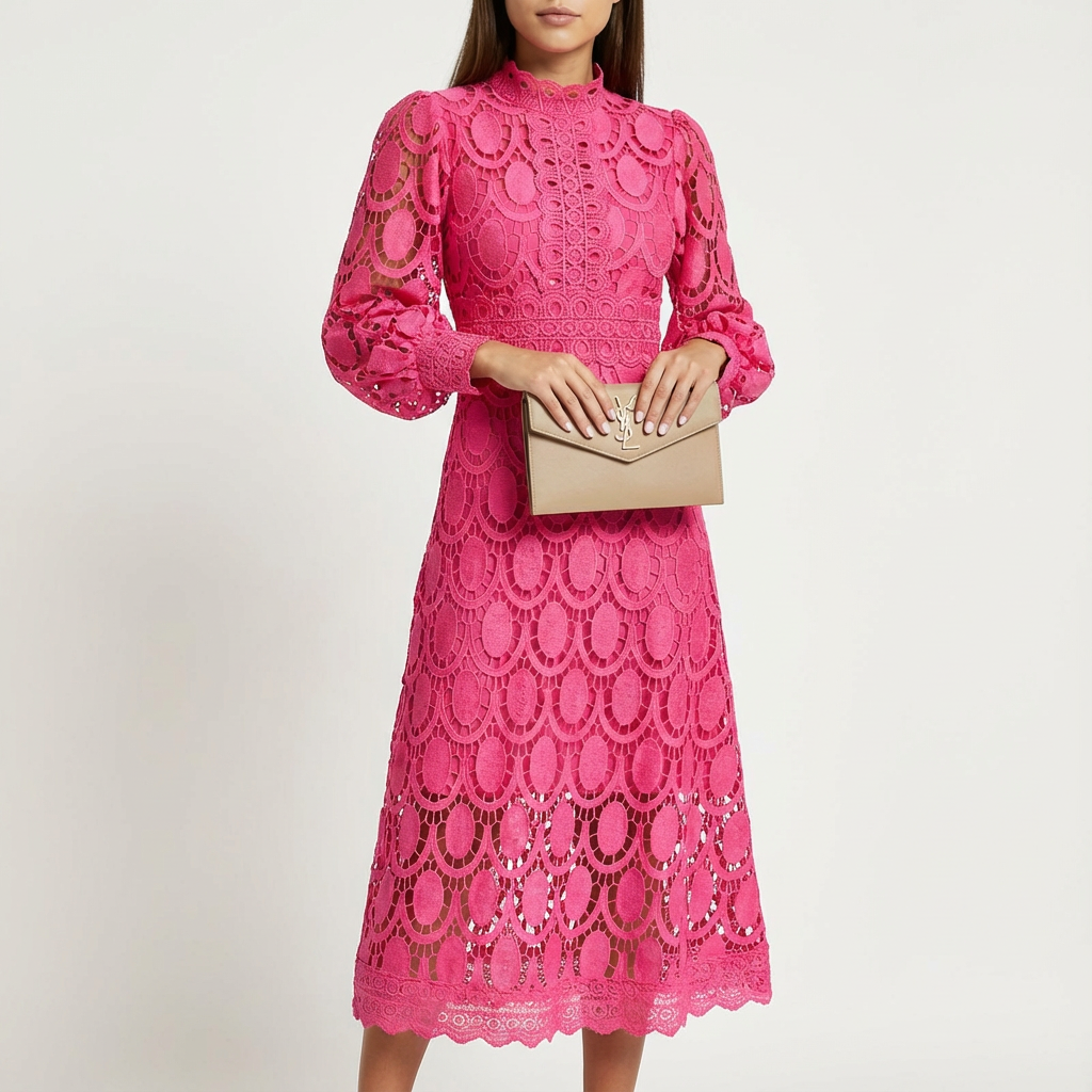 Julia | Vestido midi acampanado de manga larga para mujer