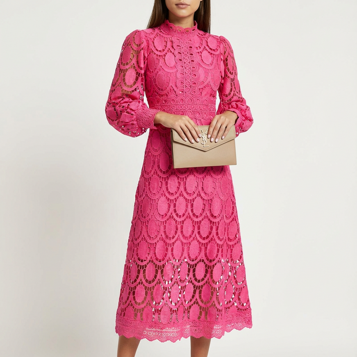 Julia | Vestido midi acampanado de manga larga para mujer