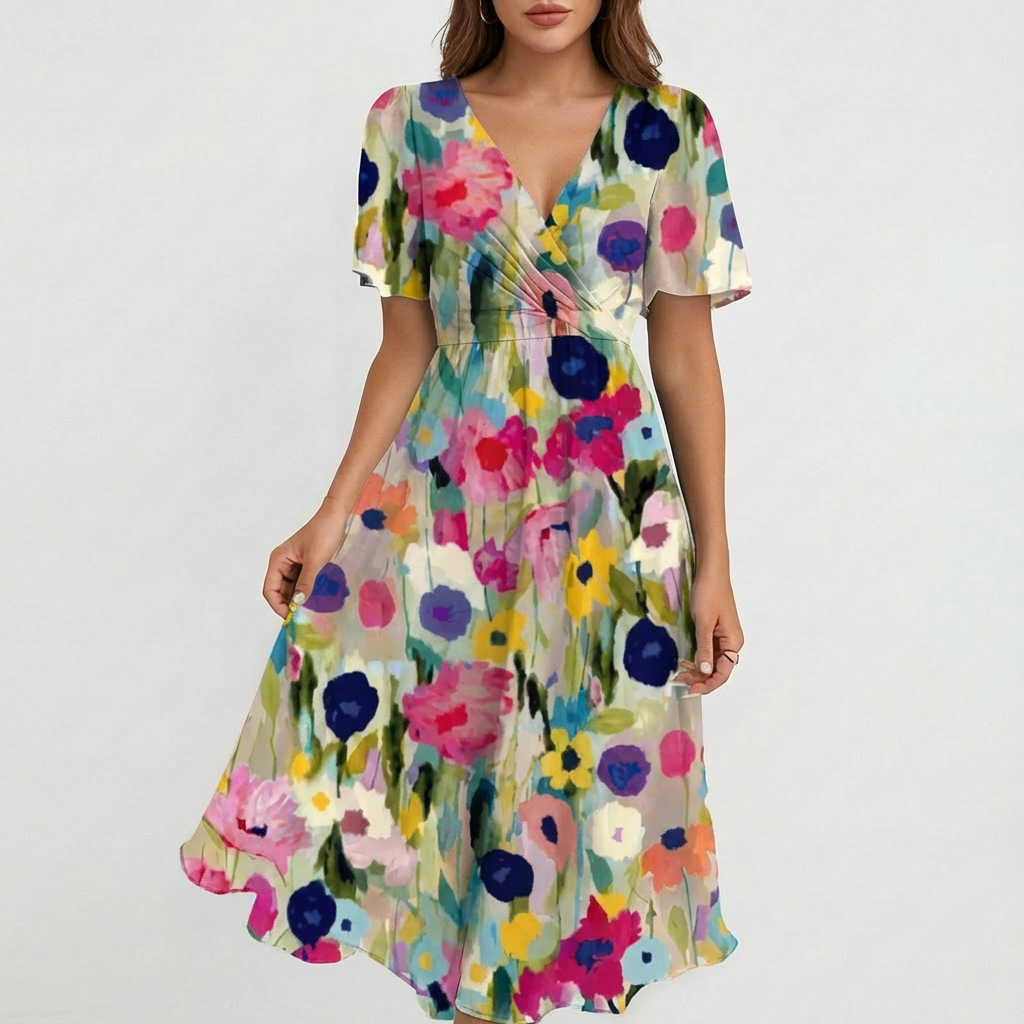 Kimberly | Vestito Midi Incrociato con Scollo a V da Donna