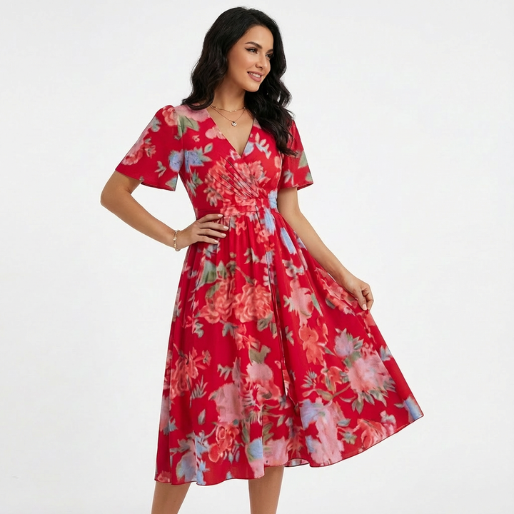 Kimberly | Vestito Midi Incrociato con Scollo a V da Donna