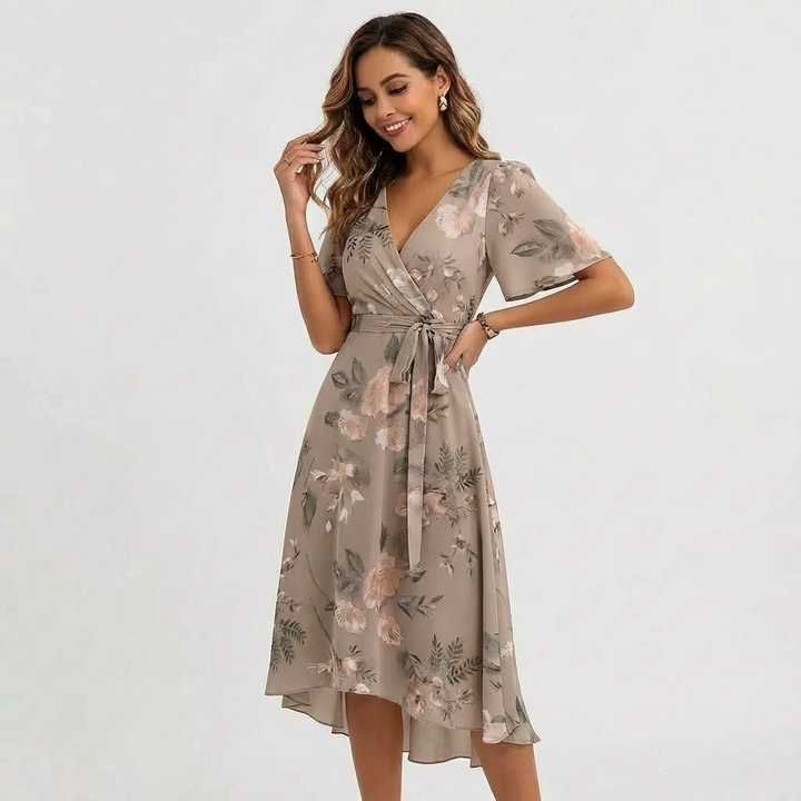 Kimberly | Vestito Midi Incrociato con Scollo a V da Donna