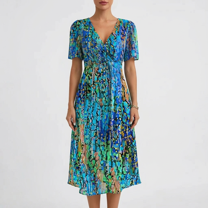 Kimberly | Vestido Midi Cruzado con Cuello en V para Mujer