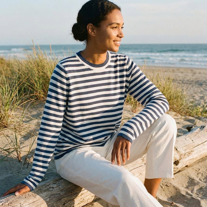 Laia | Jersey de Rayas Cuello Redondo Casual Mujer