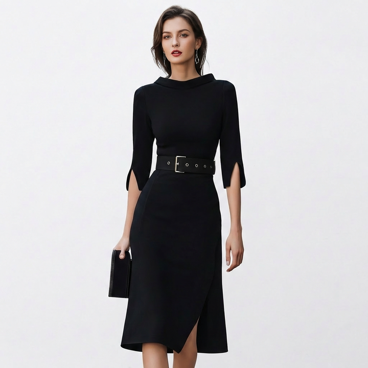 Laia | Vestito Midi con Cintura Donna Elegante