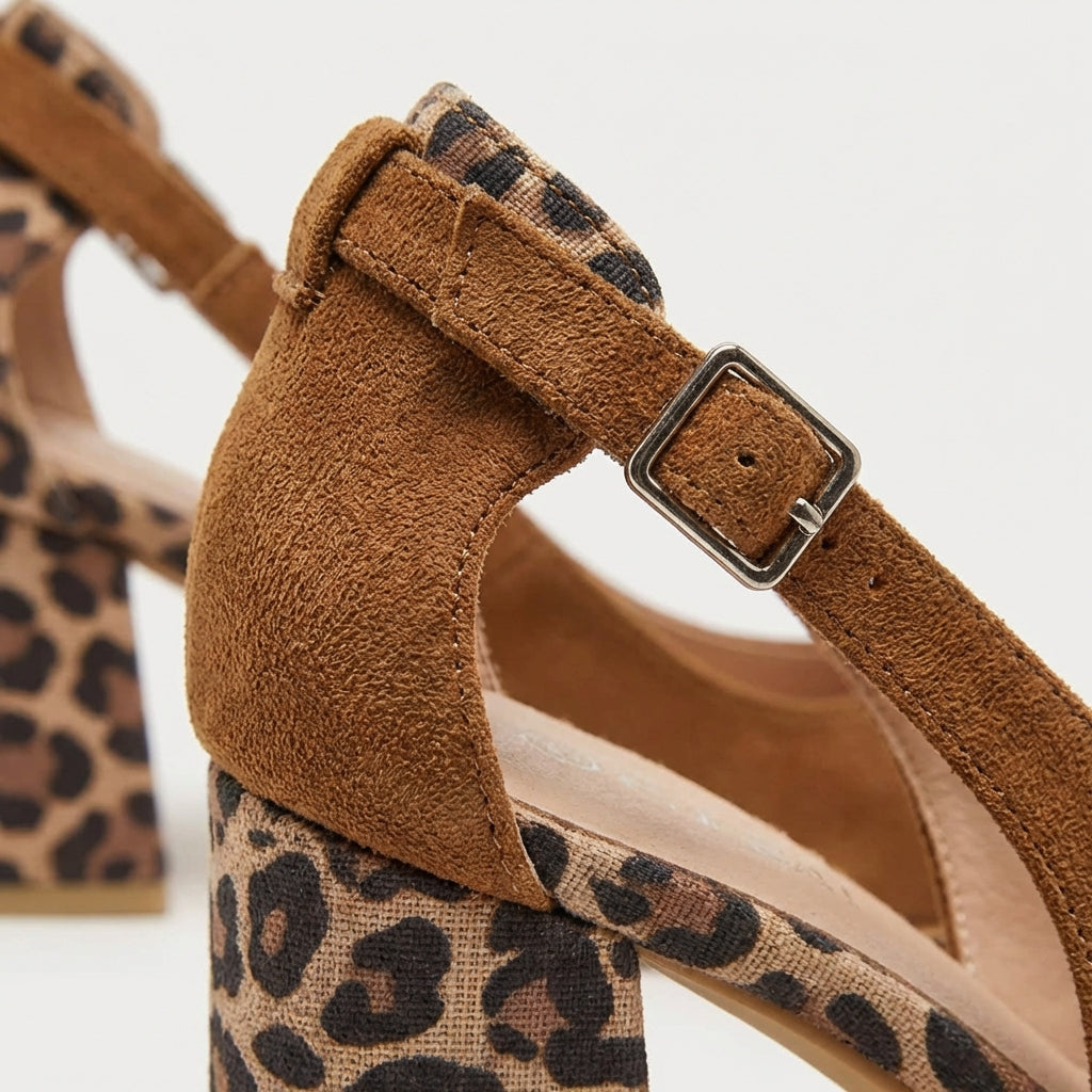 Lara | Slingback con Tacco Largo Leopardo Donna