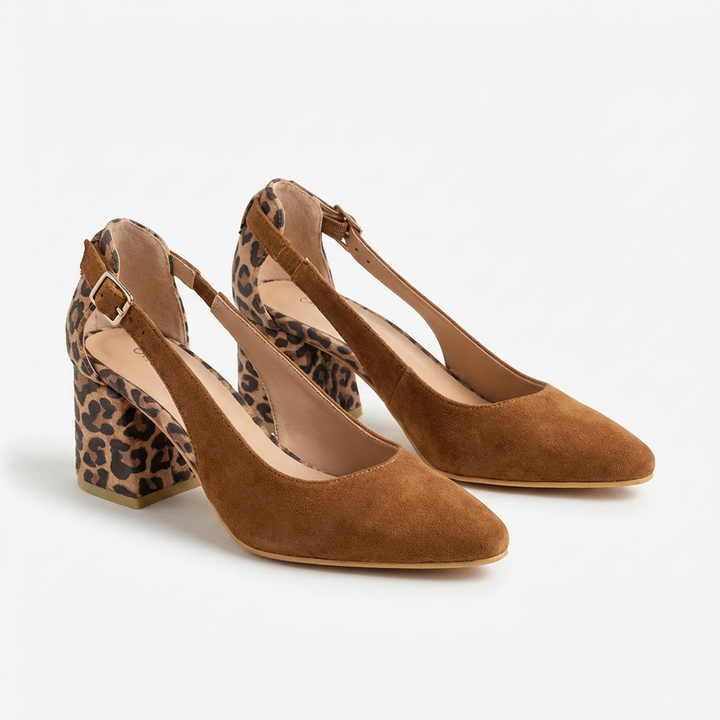 Lara | Slingback con Tacco Largo Leopardo Donna