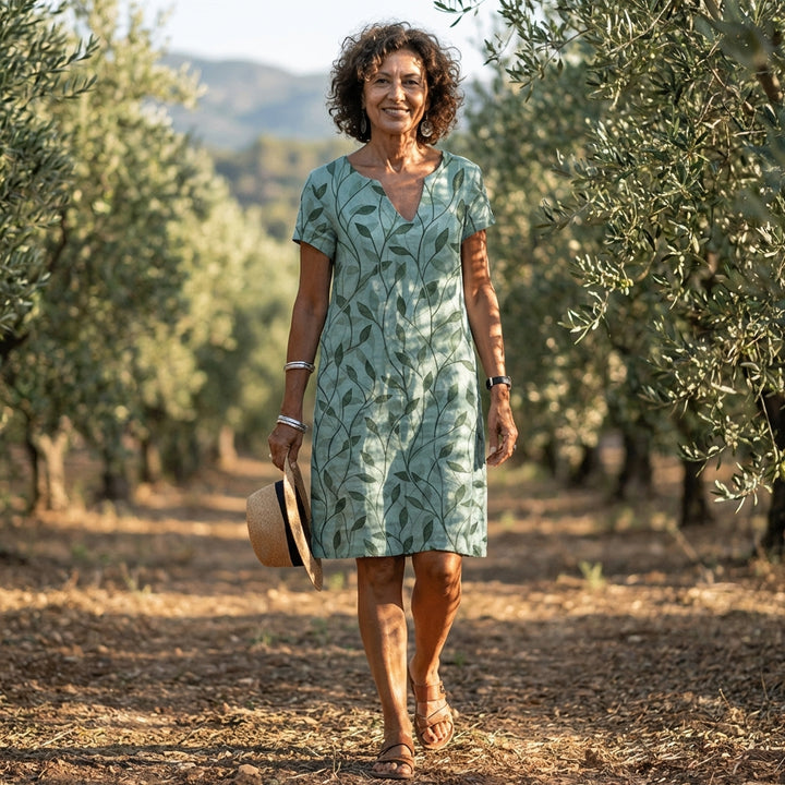 Laurel | Vestito Dritto Stampato con Foglie Donna Casual