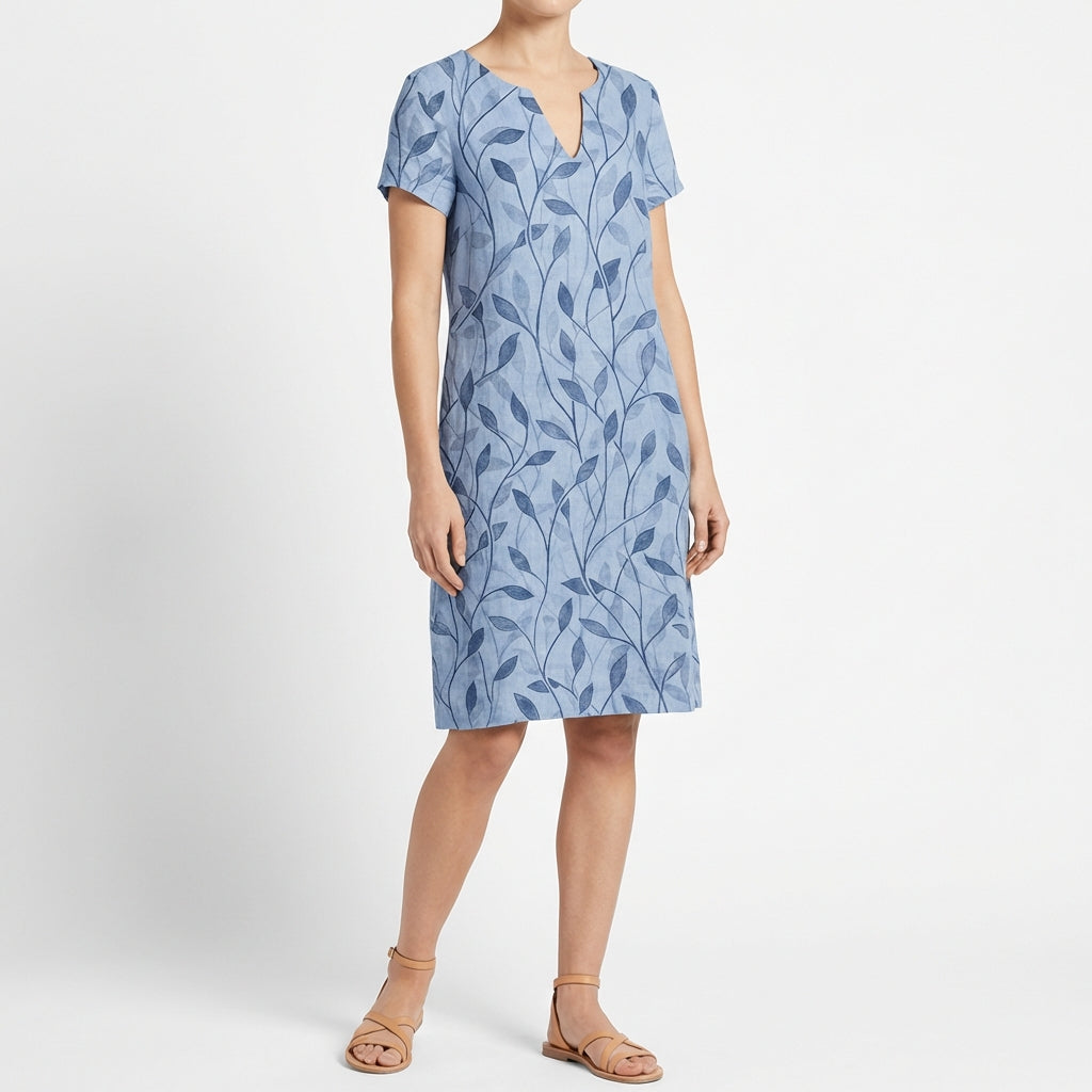 Laurel | Vestito Dritto Stampato con Foglie Donna Casual