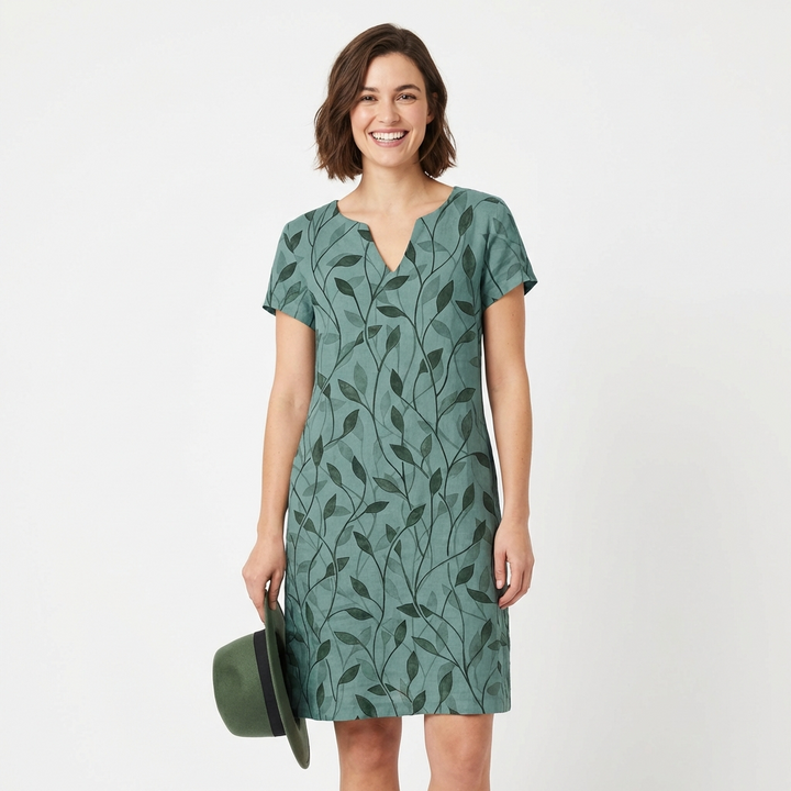 Laurel | Vestito Dritto Stampato con Foglie Donna Casual