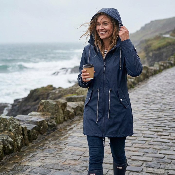 Leah | Abrigo impermeable de mujer con capucha y largo medio