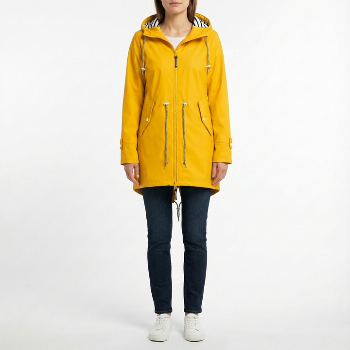 Leah | Abrigo impermeable de mujer con capucha y largo medio