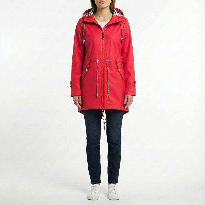 Leah | Abrigo impermeable de mujer con capucha y largo medio