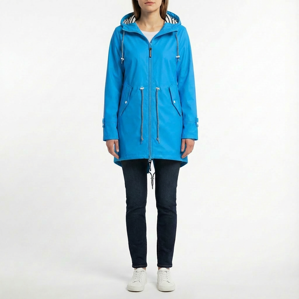 Leah | Abrigo impermeable de mujer con capucha y largo medio