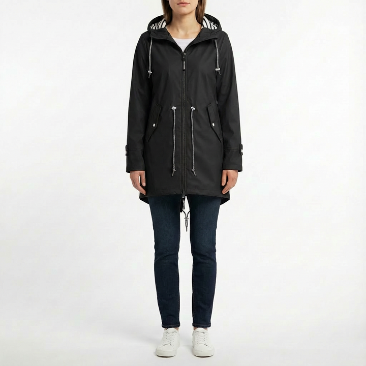 Leah | Abrigo impermeable de mujer con capucha y largo medio
