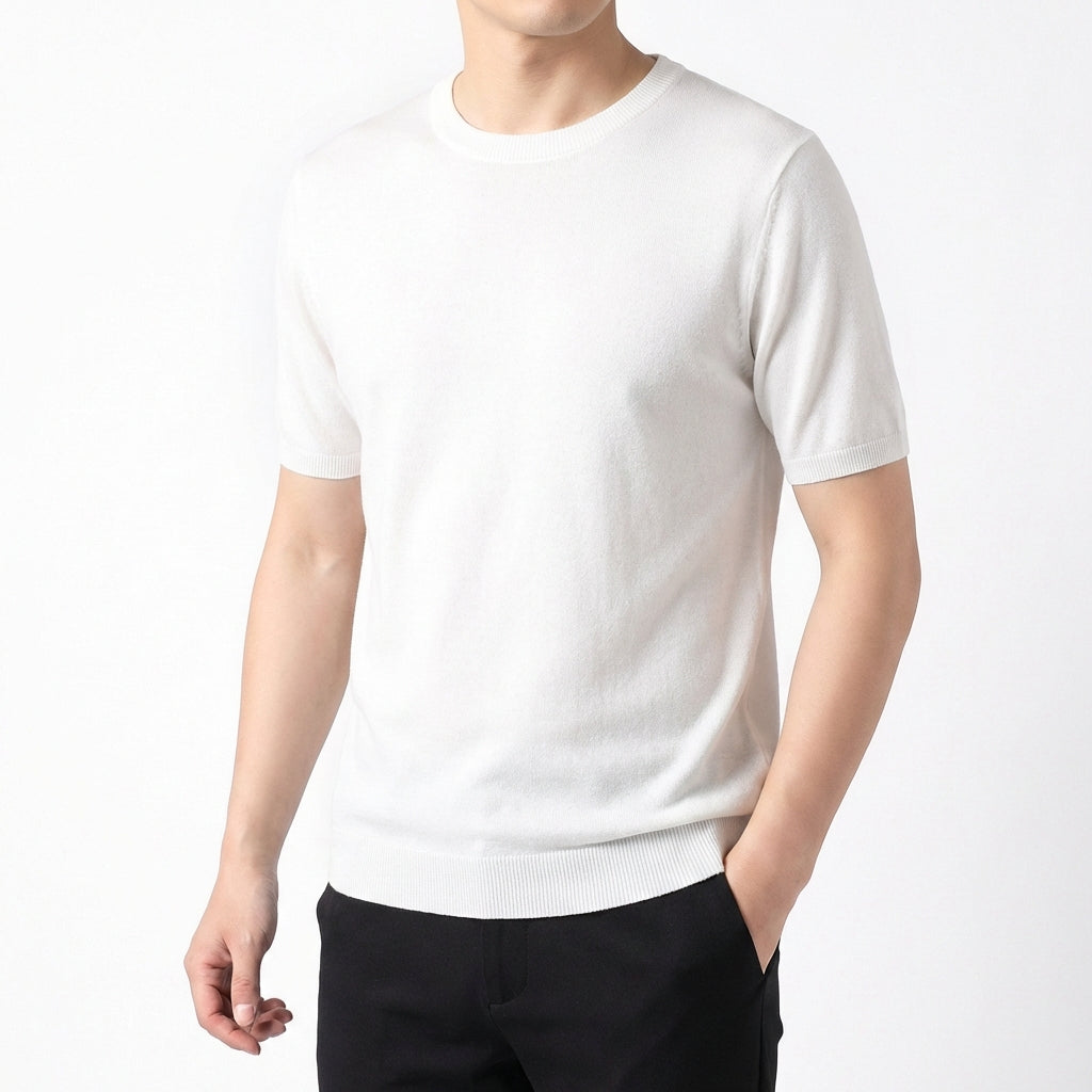 Leandro | Uomo Maglietta a Maglia Manica Corta Base