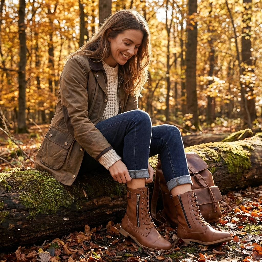 Leslie | Botas militares de tobillo con cordones para mujer