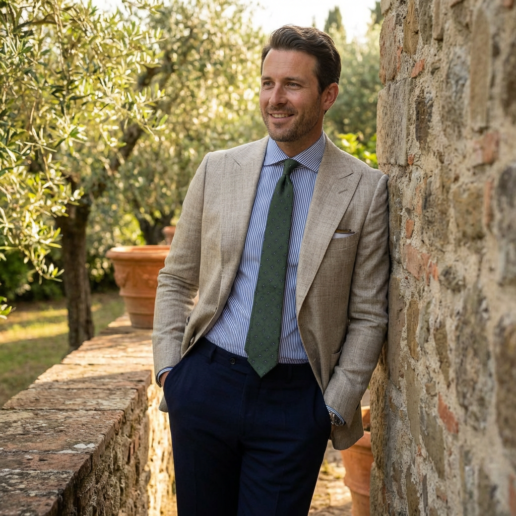 Lucas | Giacca Uomo Con Rever A Punta E Taschino Con Fazzoletto | Elegante Informale