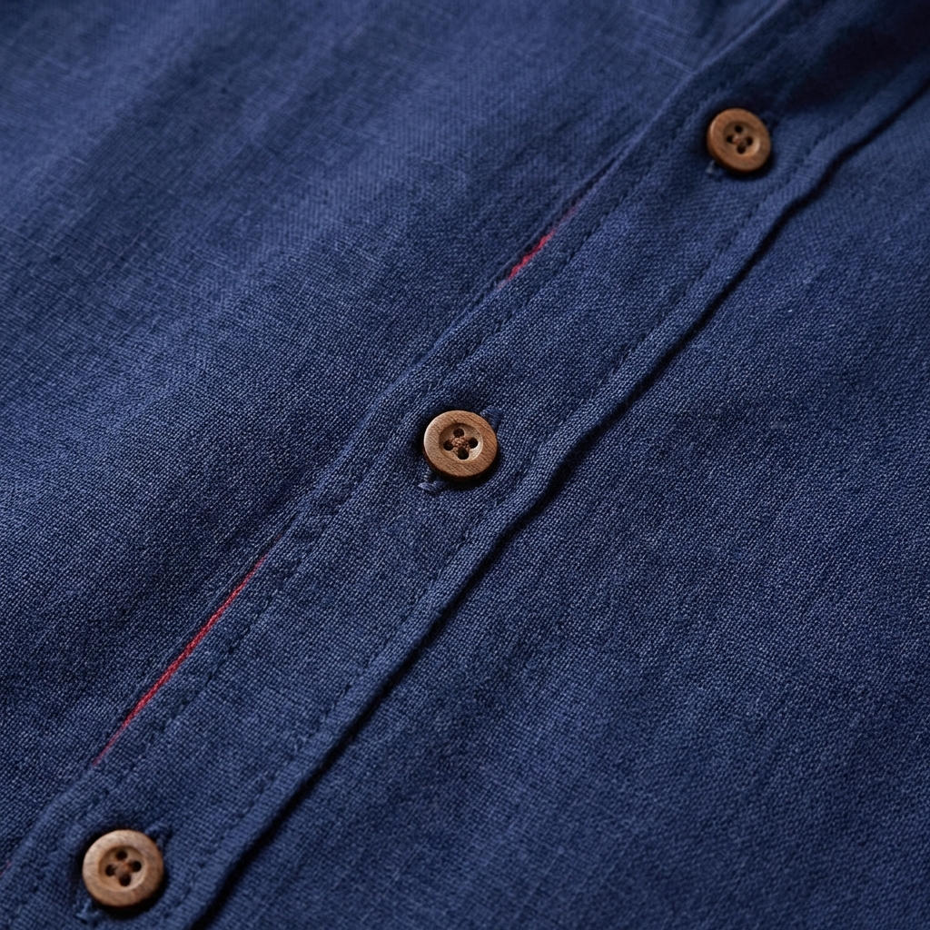 Lucas | Camisa Hombre Con Cuello Mao Y Botones Contraste | Elegante