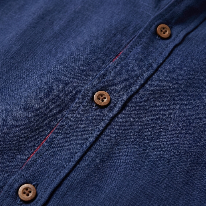 Lucas | Camisa Hombre Con Cuello Mao Y Botones Contraste | Elegante