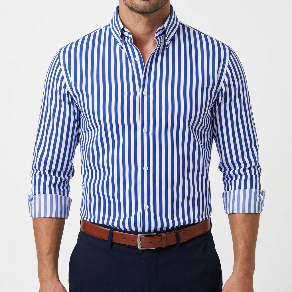 Lucas | Camisa Hombre Con Estampado De Rayas Y Cuello Button-Down | Clásico