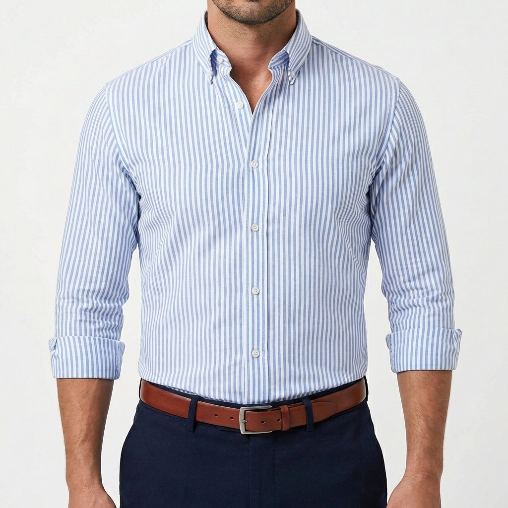 Lucas | Camisa Hombre Con Estampado De Rayas Y Cuello Button-Down | Clásico