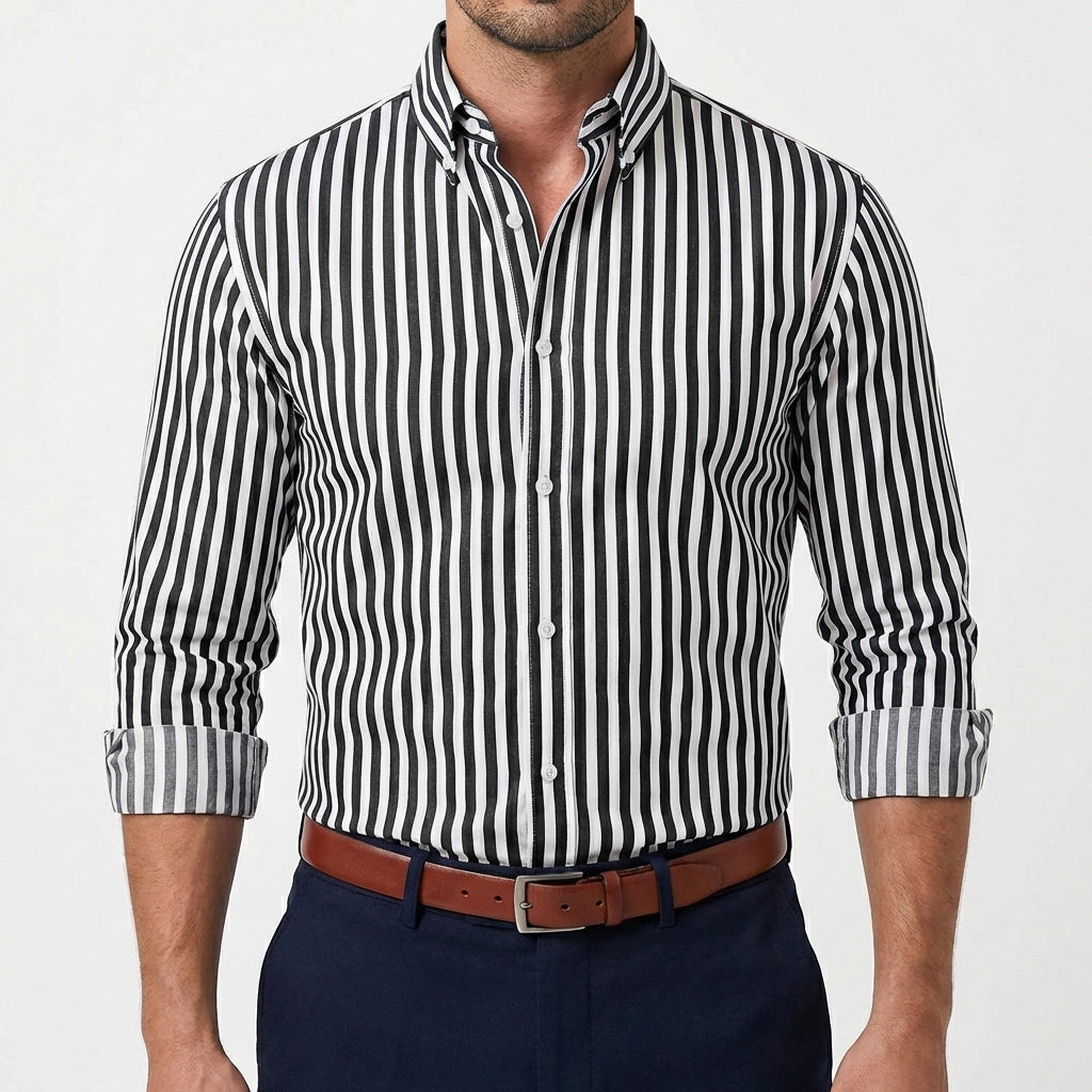 Lucas | Camisa Hombre Con Estampado De Rayas Y Cuello Button-Down | Clásico