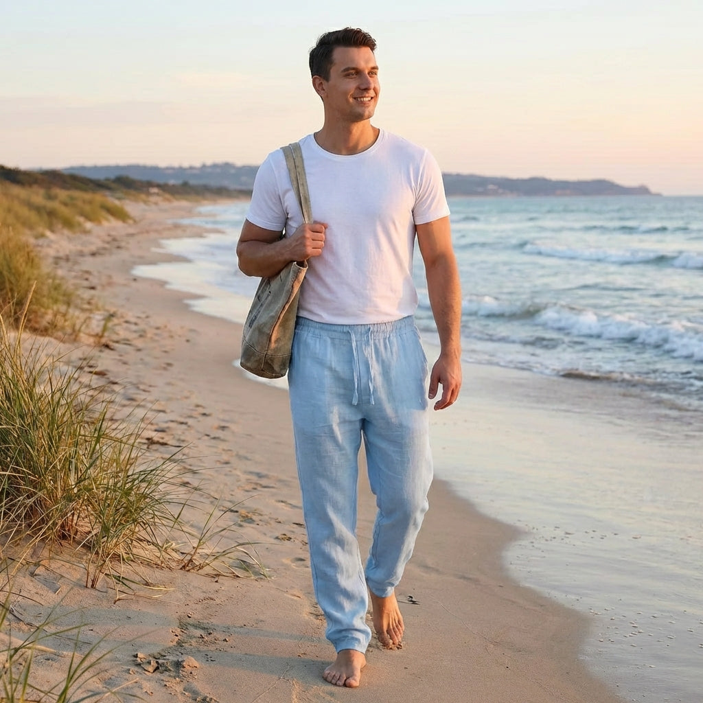 Lucas | Pantalón Hombre Con Cintura Elástica Y Pernera Recta | Casual