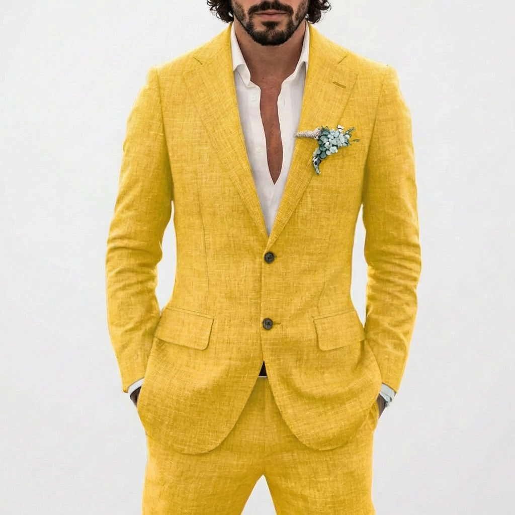 Lucas | Abito da Sposo Uomo con Taglio Comodo e Rever Classico | Estivo