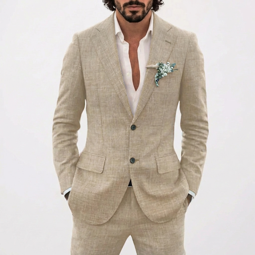 Lucas | Abito da Sposo Uomo con Taglio Comodo e Rever Classico | Estivo