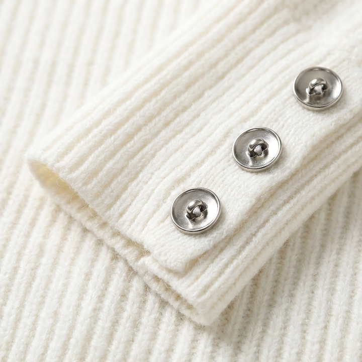 Lucía | Jersey Cuello V con Botones en Puño Mujer
