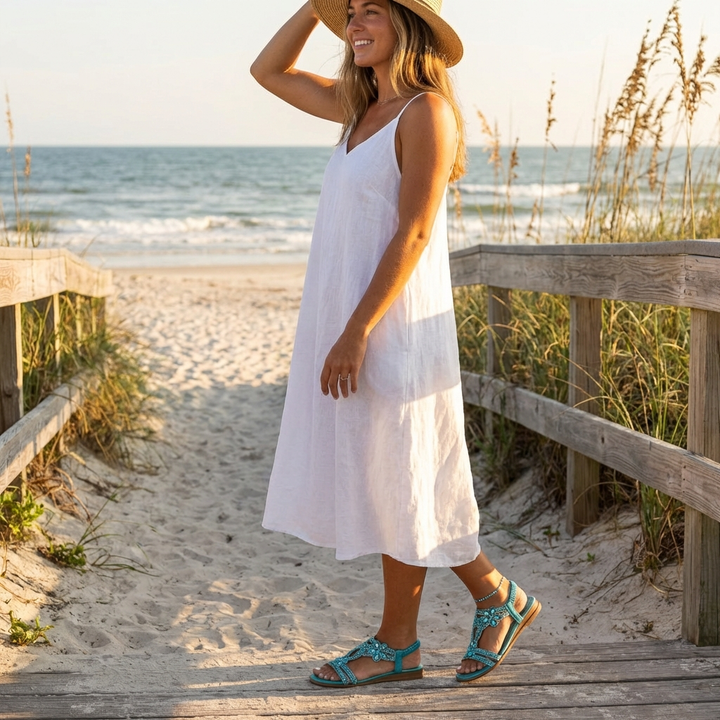 Lucia | Mujer Sandalias Cuña Con Apliques De Pedrería Y Tira Elástica | Glamuroso