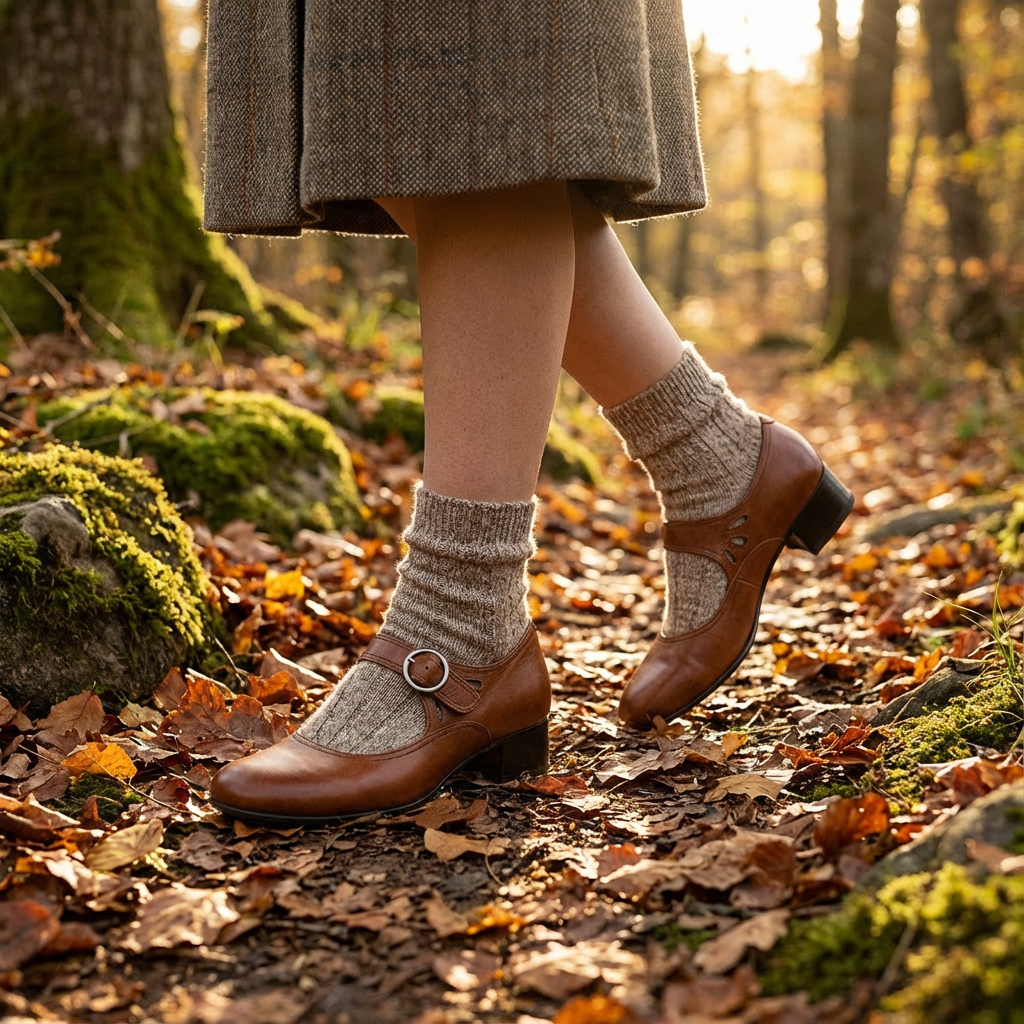 Lucia | Mujer Zapatos Mary Jane Con Hebilla Redonda Y Detalles Calados | Vintage