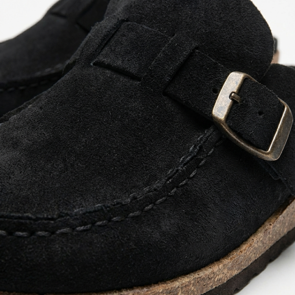 Lucia | Mujer Zuecos Mule Con Hebilla Ajustable Y Costuras Decorativas | Retro