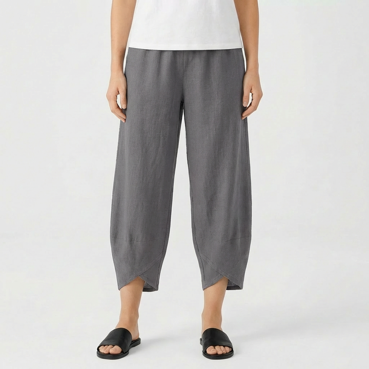 Lucia | Pantalone Culotte Donna con Orlo Asimmetrico e Taglio Largo | Informale