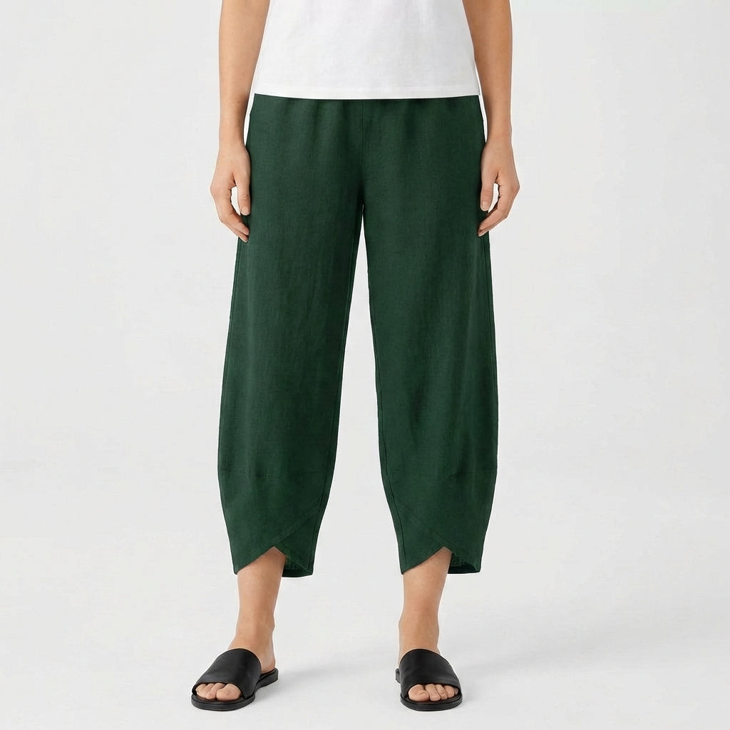 Lucia | Pantalone Culotte Donna con Orlo Asimmetrico e Taglio Largo | Informale